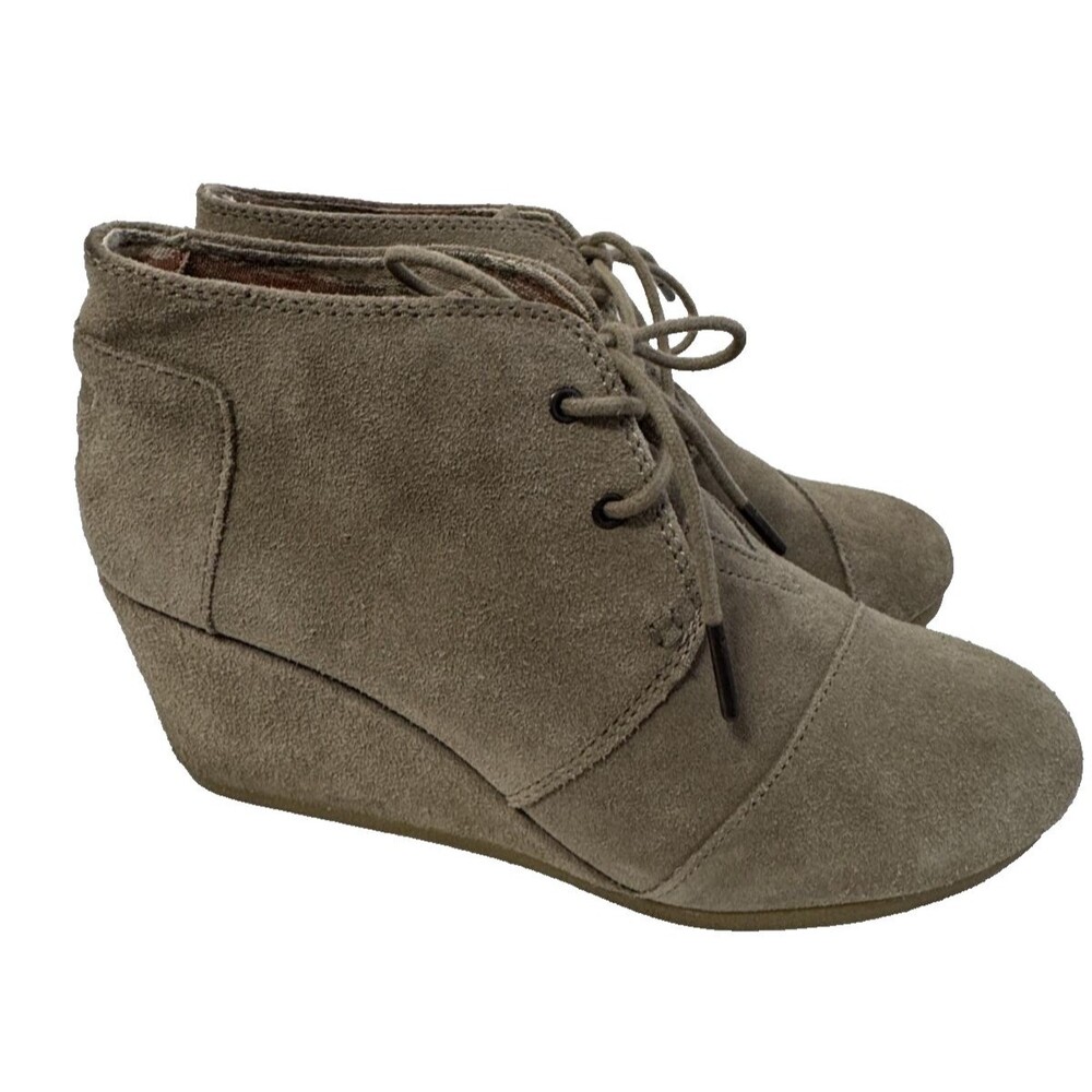 TOMS Women’s Suede Wedge Ankle Booties Taupe Size 9 M - Picture 11 of 12